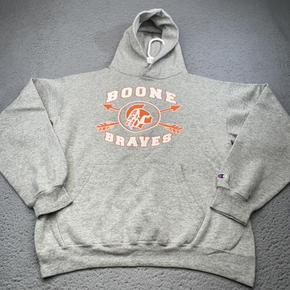 Champion Other - Boone Braves Sweatshirt Mens M Gray Champion Hooded Pullover Crewneck Fleece